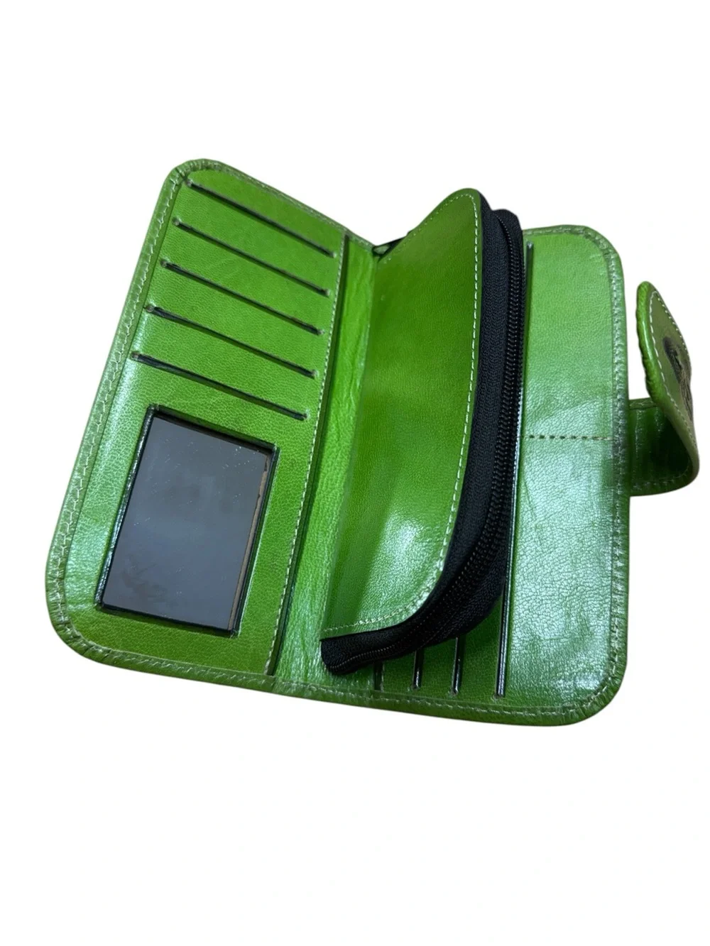 Mexican leather embossed wallet Green